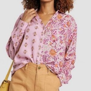 Knox Rose Floral Pink Women's Top Size Large